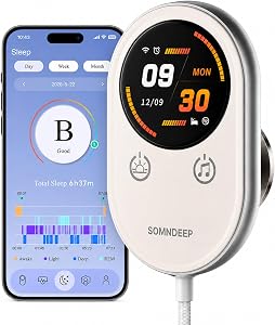 SOMNDEEP Contactless Smart Sleep Tracker, Bedside Sleep Monitor Wellness Device for Sleep 